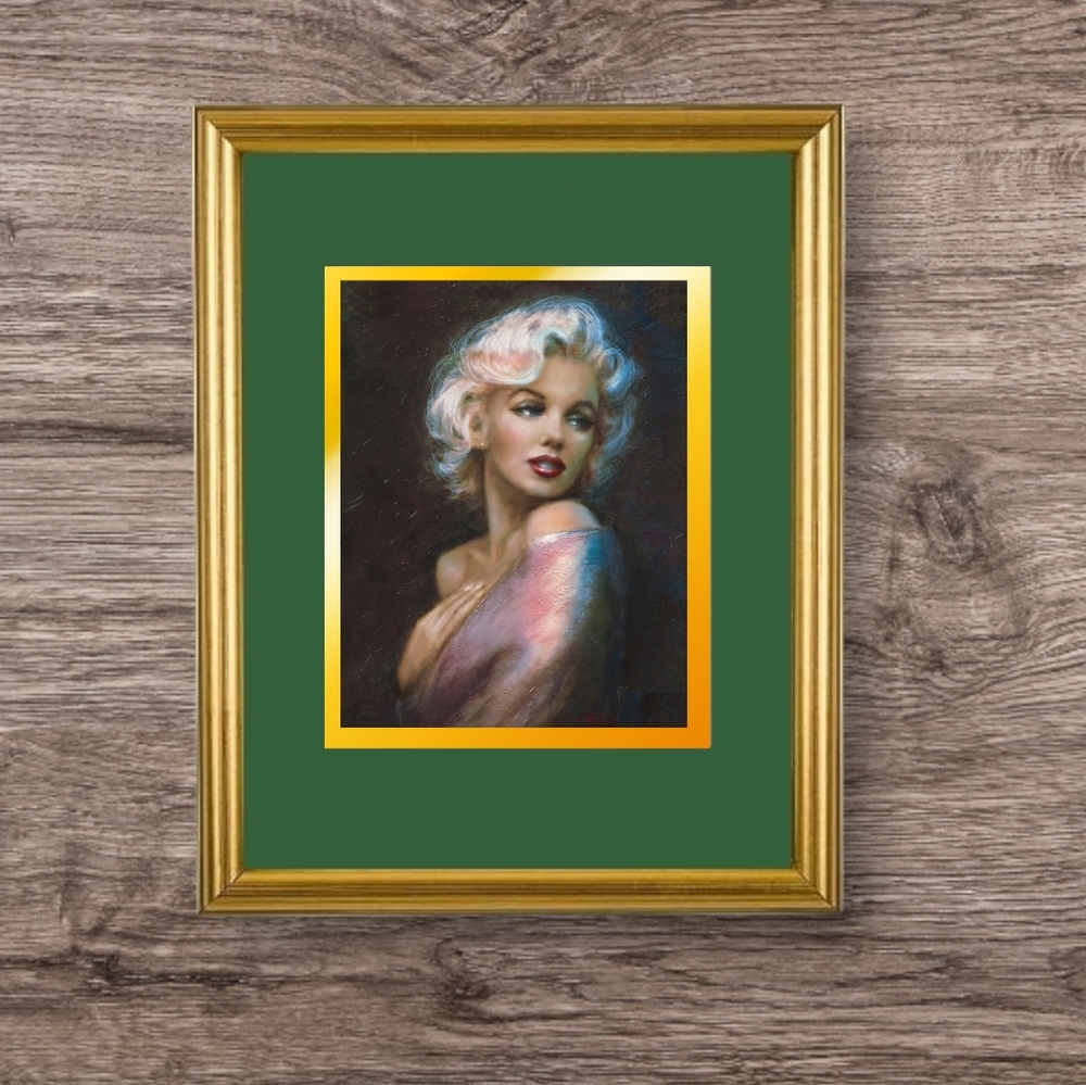 Marilyn Monroe Art Painting  Print Framed Antique Vintage Matted Wall Decor